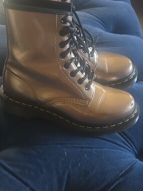 Dr. Martens "Docs" Air Waves Shiny Metallic Copper Finish Lace up Combat Boots